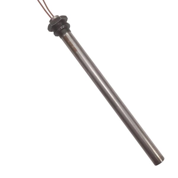 Resistenza accensione con raccordo filettato 1/2". Diametro: 12,5 mm. Lunghezza totale: 190 mm. Lunghezza sottobattuta: 180 mm. Potenza: 450 Watt.