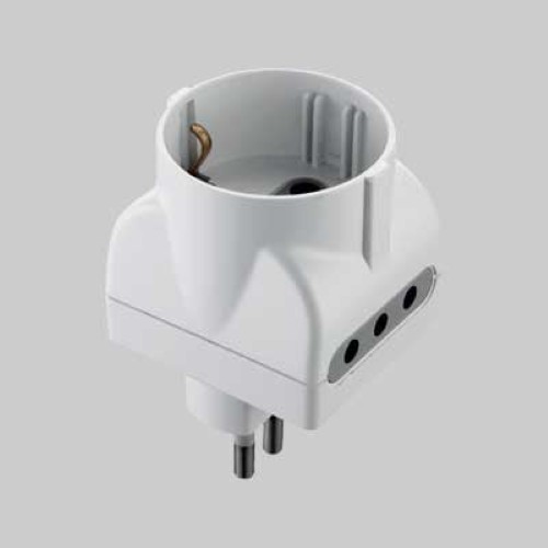 6775802-000-7790-jpg ADATTATORE TRIPLO SCHUKO/BIVALENTE 10A 2P+T - presa 10A 2P+T