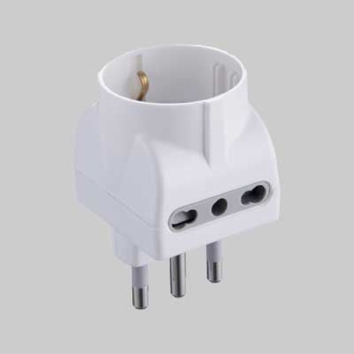 6776002-000-7791-jpg ADATTATORE TRIPLO SCHUKO/BIVALENTE 2P+T - Presa 10/16A 2P+T