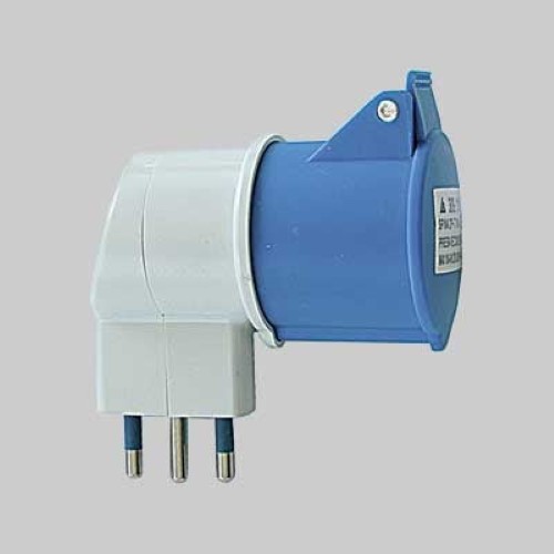6782802-000-7795-jpg ADATTATORE INDUSTRIALE 16A 90° Spina 2P+T 250V - Presa 2P+T 220V