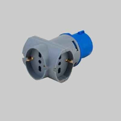 6783702-000-7796-jpg ADATTATORE INDUSTRIALE TRIPLO 220V spina 2P+T 16A 230V - prese schuko 2P+T 10/16A