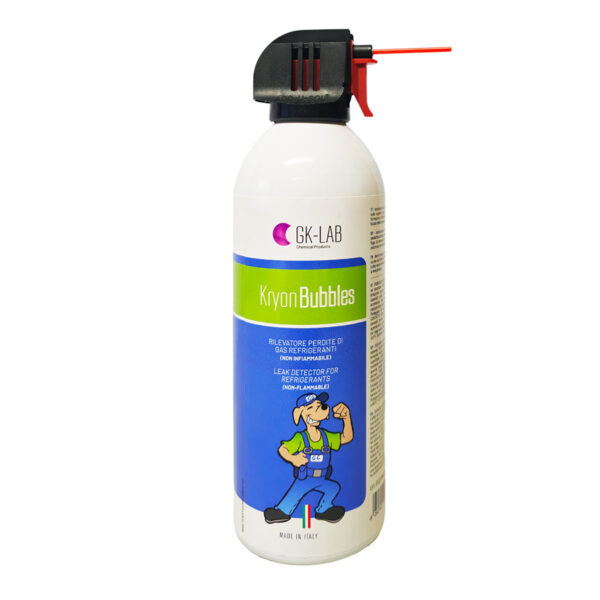 f-pc-kr-kbspray-6-000-8302-jpg GKLab KryonBubbles - Cercafughe schiumogeno professionale non infiammabile per gas refrigeranti, in bomboletta spray con erogatore Accusol - bombola in alluminio da 400 ml - contenuto netto escluso propellente 300 ml