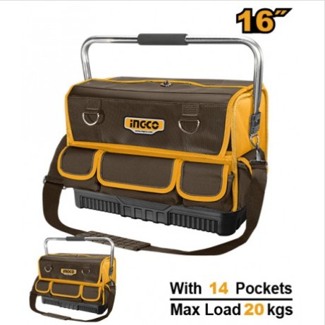 htbgl05-000-7518-jpg BORSA PORTATTREZZI 16" CON 14 TASCHE E MANIGLIA IN ACCIAIO